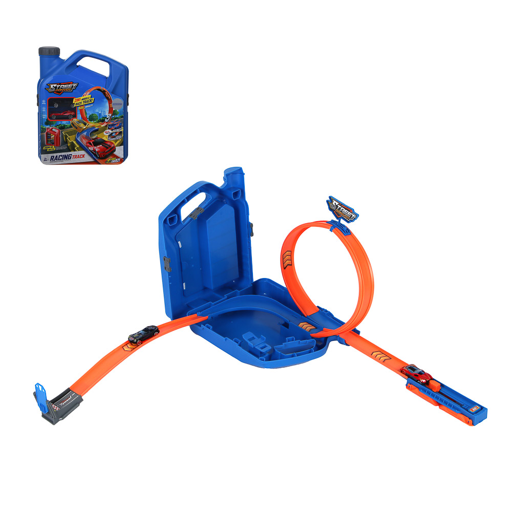 ИГРОЛЕНД Автотрек с машинками и запуском, 2 машинки, PP, 24x10x32 см, 2 дизайна, арт.№ 276-170