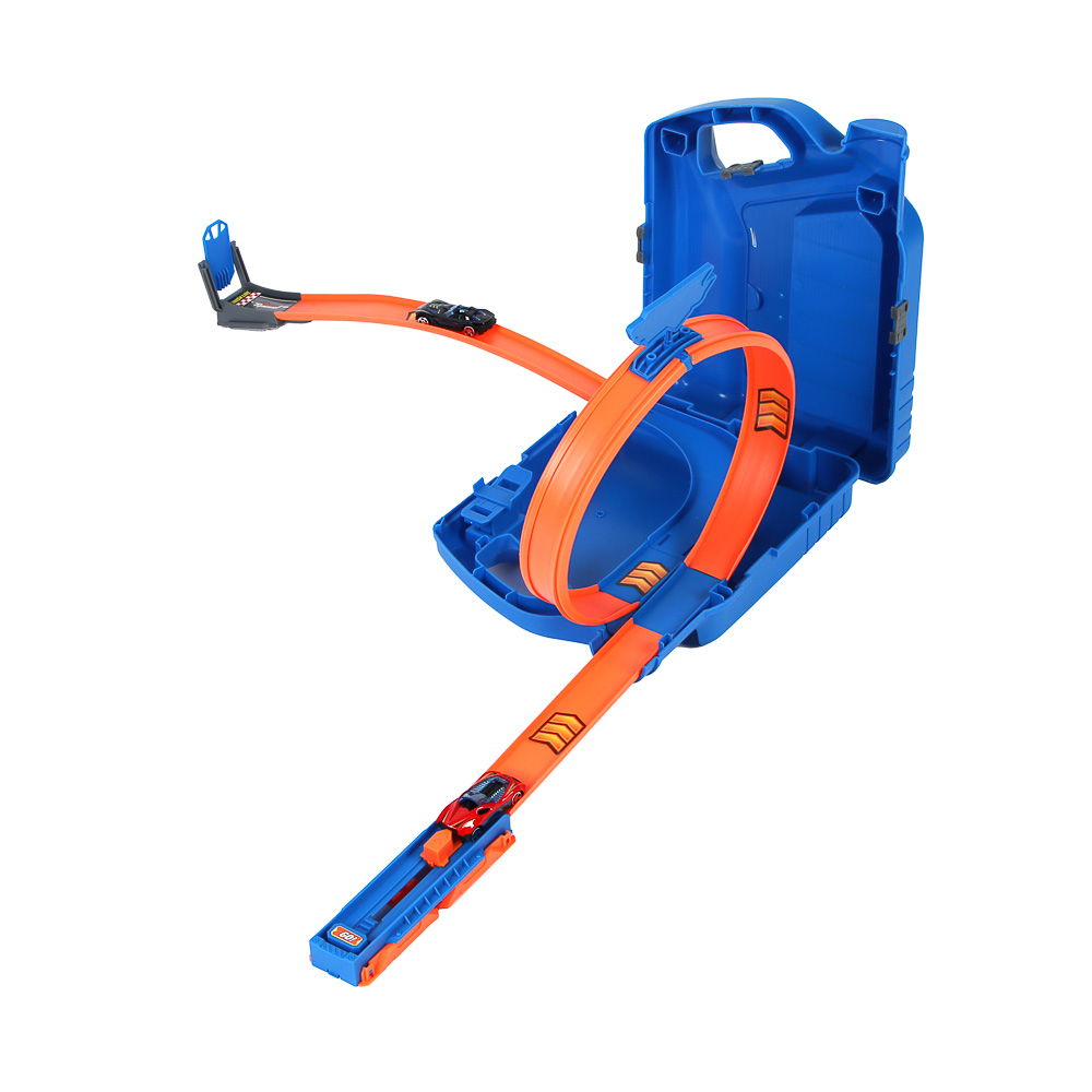 ИГРОЛЕНД Автотрек с машинками и запуском, 2 машинки, PP, 24x10x32 см, 2 дизайна, арт.№ 276-170