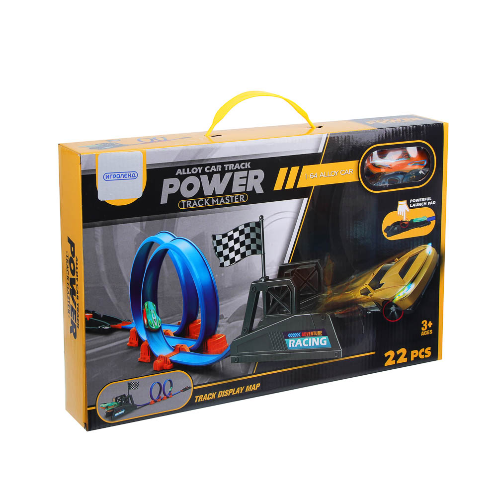 ИГРОЛЕНД Автотрек "Огненный прыжок", 1 машинка, РР, 42,5х6х27 см, арт.№ 276-171