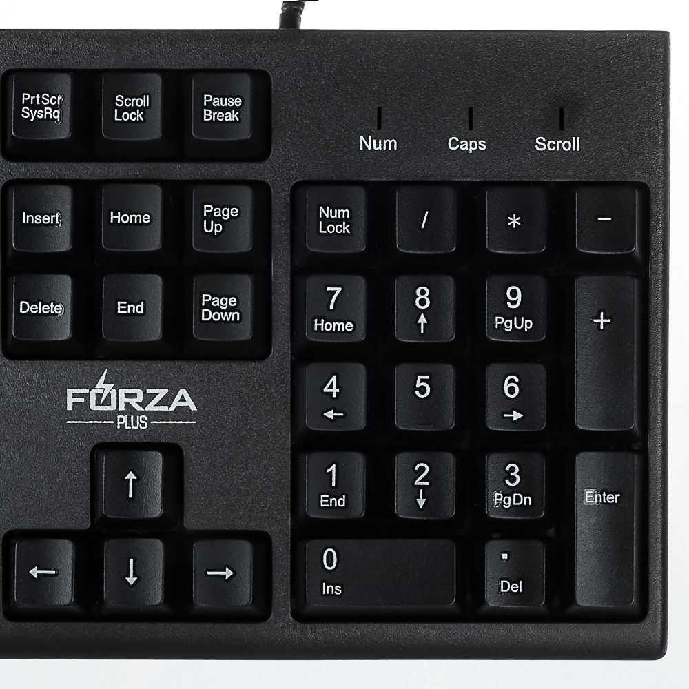 Клавиатура проводная FORZA Usual, мембранная, 104кл.,белая кириллица, USB, каб. 150см,черный, арт.№ 405-111