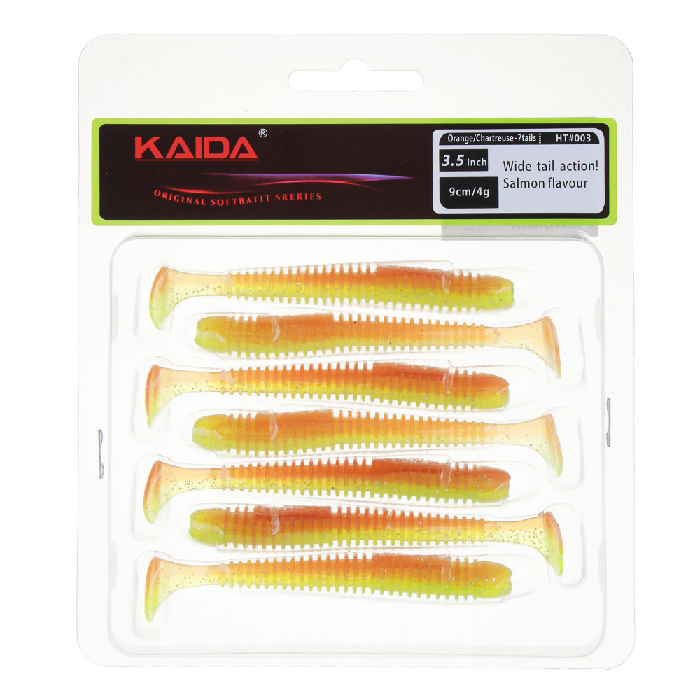 KAIDA Приманка силиконовая ТВИСТЕР 3,5", 9см, 4гр, HT003, 7шт, арт.№ 145-286