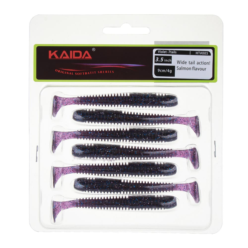 KAIDA Приманка силиконовая ТВИСТЕР 3,5", 9см, 4гр, HT005, 7шт, арт.№ 145-288