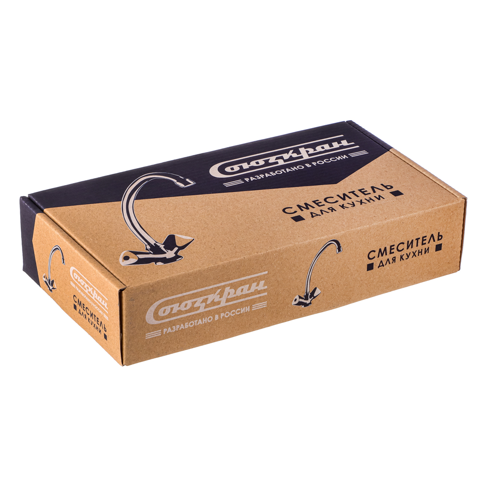 СоюзКран Смеситель для кухни, поворотный излив 20см, керам. кран-буксы 1/2, хром, цинк, SK01-T213, арт.№ 567-071