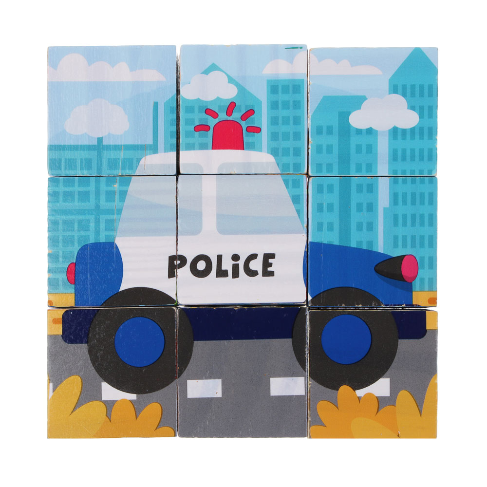 ИГРОЛЕНД Кубики деревянные развивающие для малышей, 13х15см, 4 дизайна, дерево, арт.№ 891-009