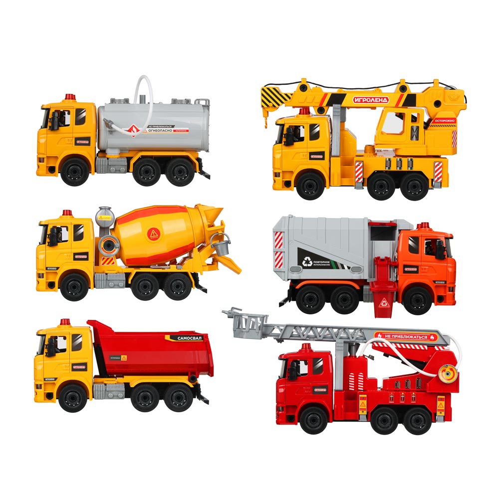 ИГРОЛЕНД Конструктор Спецтехника, свет, звук, 6LR44, 88-115дет., АБС, 40х28х12см, 6 дизайнов, арт.№ 858-055