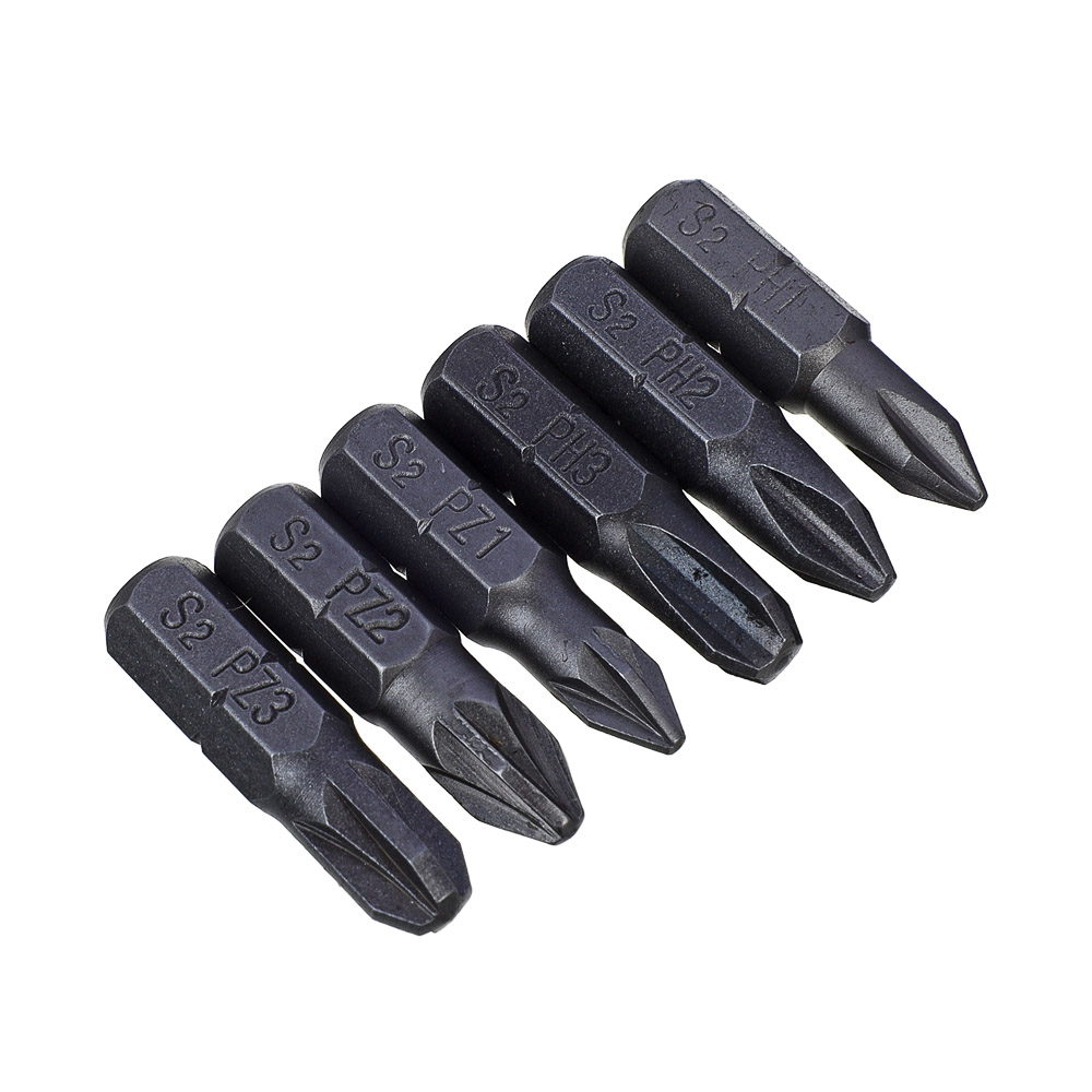 ЕРМАК Биты для шуруповерта, набор 6 предметов, блистер, длина 25 мм, в наборе PH; PZ, арт.№ 601-067