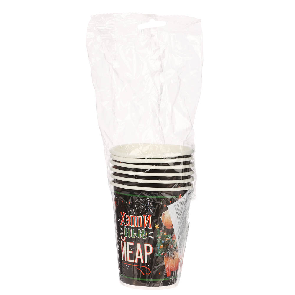 Набор бумажных стаканов Символ года, Красная лошадь-2, 6 шт*250 мл, арт.№ 530-400