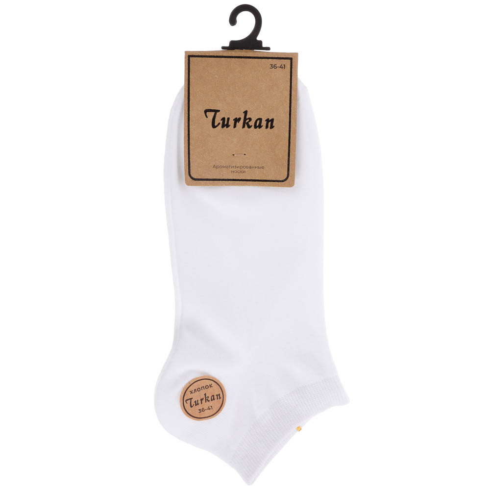Носки женские короткие, тм TURKAN, р. 36-41, 90% хлопок, 8% полиамид, 2% лайкра цвет белый, BX680Б, арт.№ 019-683