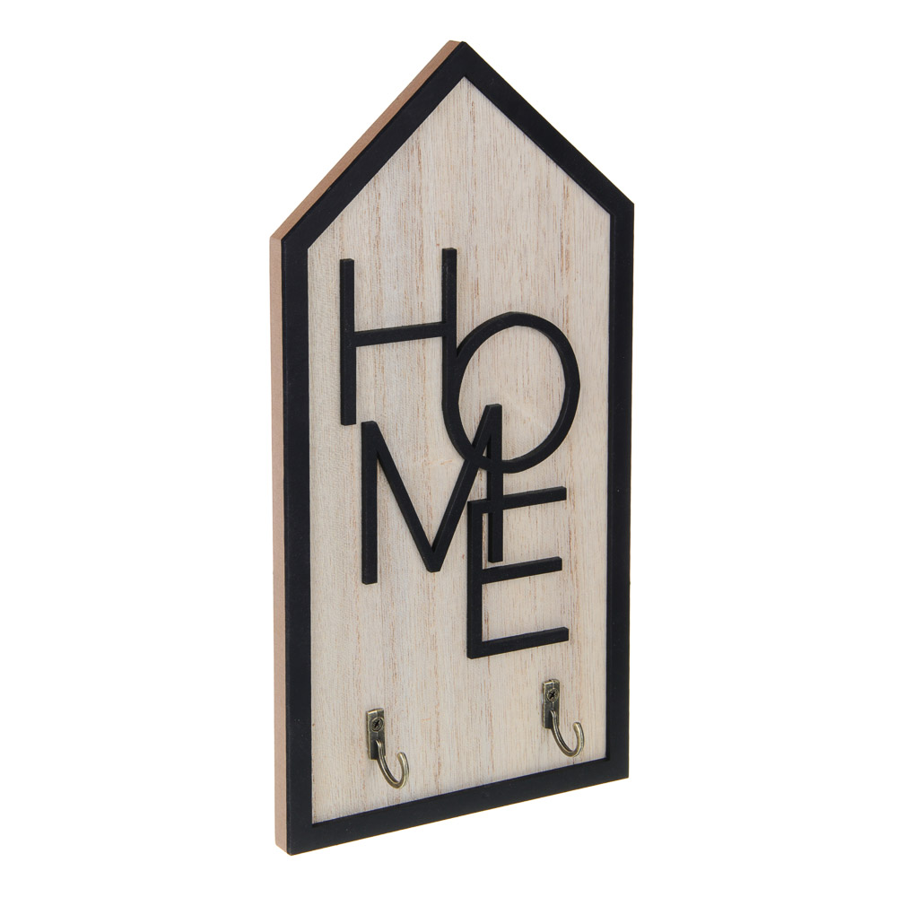 Ключница открытого типа на 2 крючка, 15x3,5x29 см, МДФ, цвет окантовки черный, арт.№ 510-001