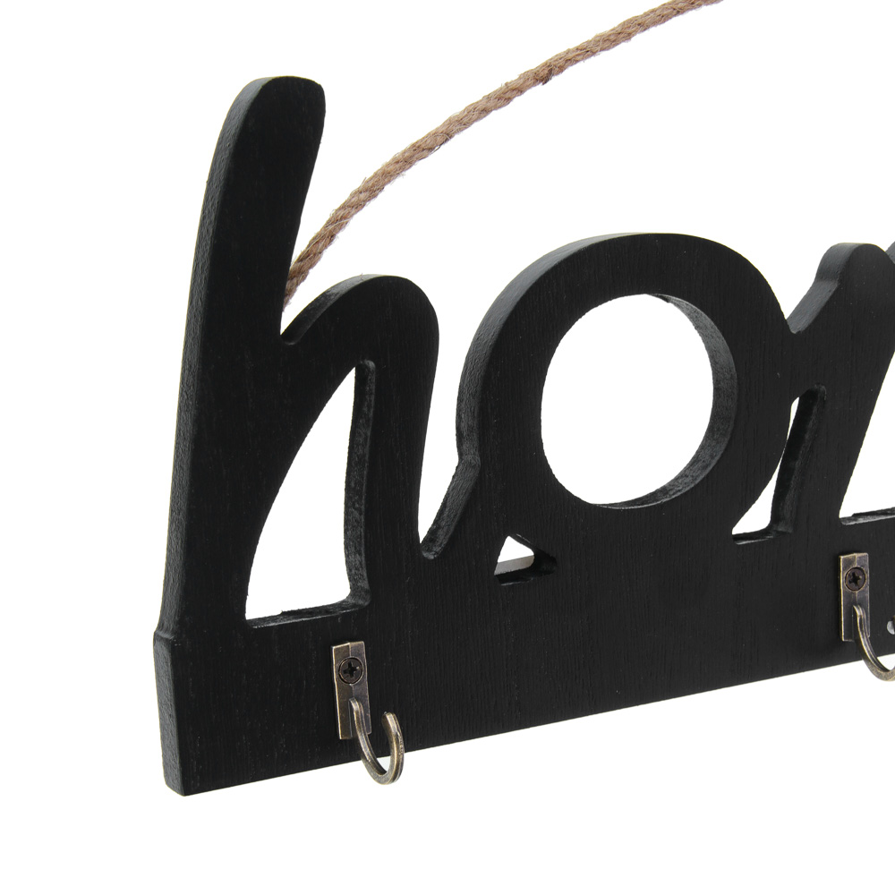 Ключница открытого типа HOME на 3 крючка, 30x3,5x13 см, МДФ, цвет черный, арт.№ 510-003