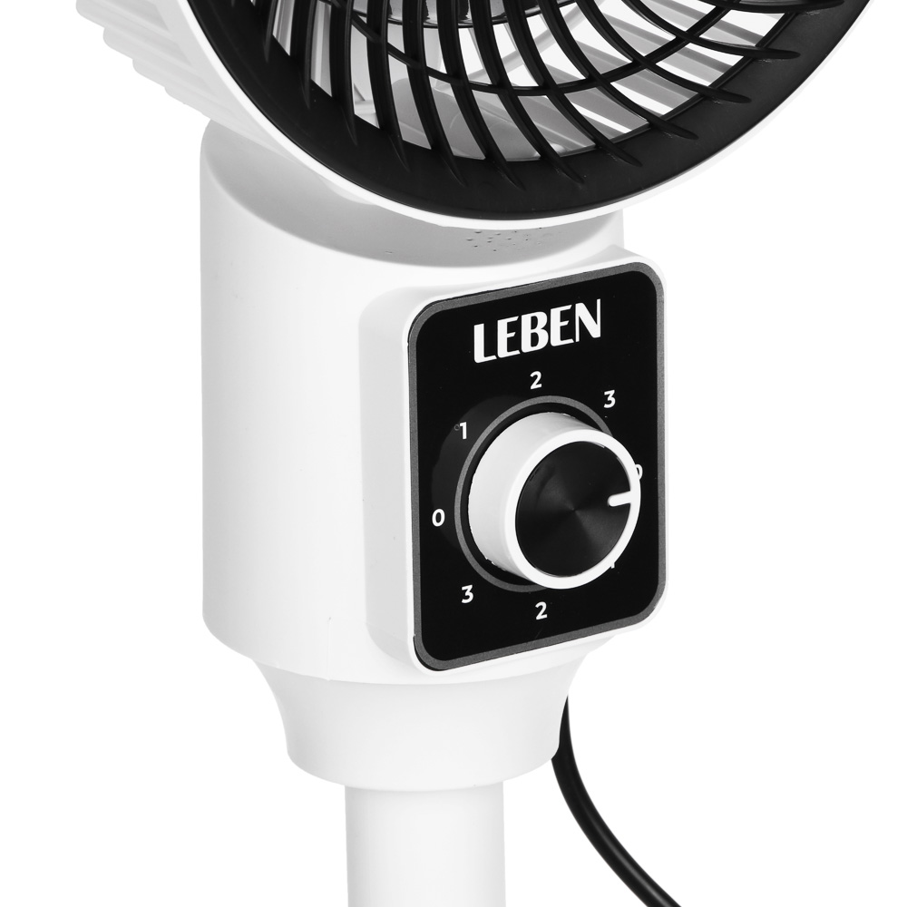 Вентилятор напольный тм LEBEN 25Вт, 3 скорости, диаметр 20см, 220в, белый, арт.№ 243-001