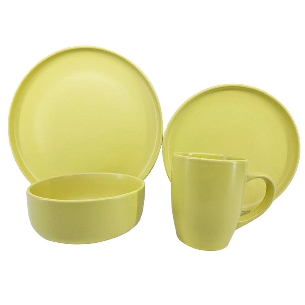 GT Набор стол.посуды 16пр(тар26см*4, тар20см*4, салатн14см*4, кружка340мл*4) керамика, желтый, арт.№ 824-266