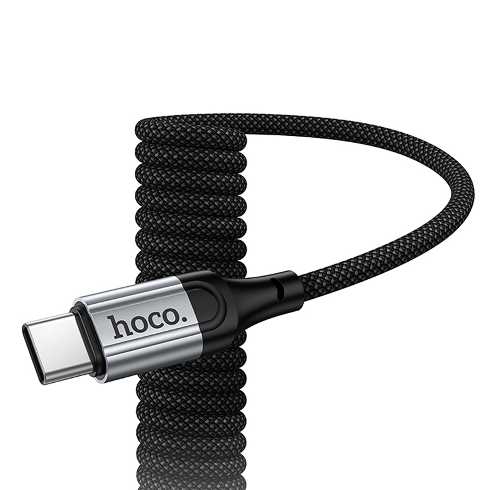 Кабель для зарядки USB(A)-Type C hoco. модель X121 Nuevo, 1 м, пружинный, черный, арт.№ 931-568