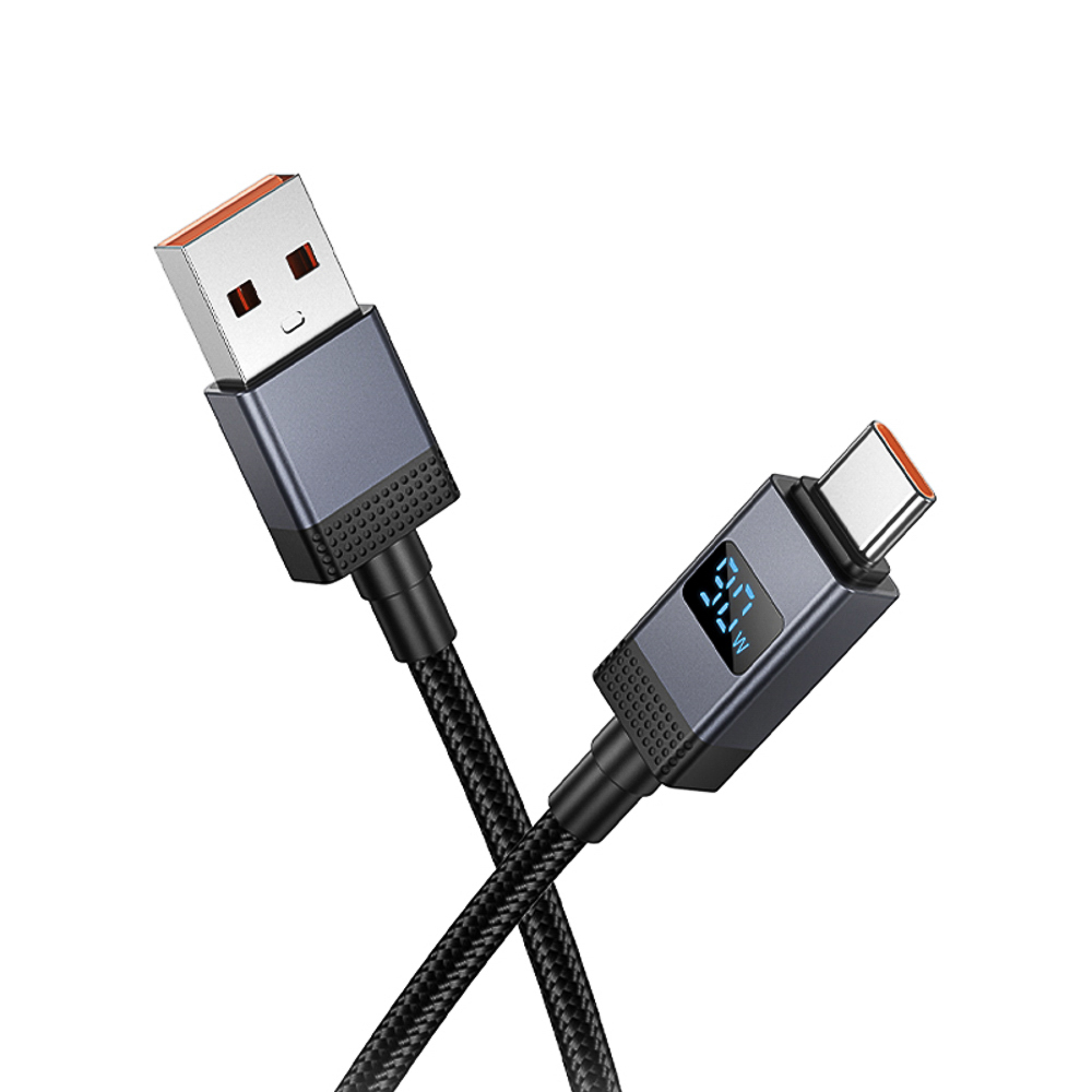 Кабель для зарядки USB(A)-Type C hoco. модель X118 Generous, 1 м, 5А, с дисплеем, черный, арт.№ 931-570