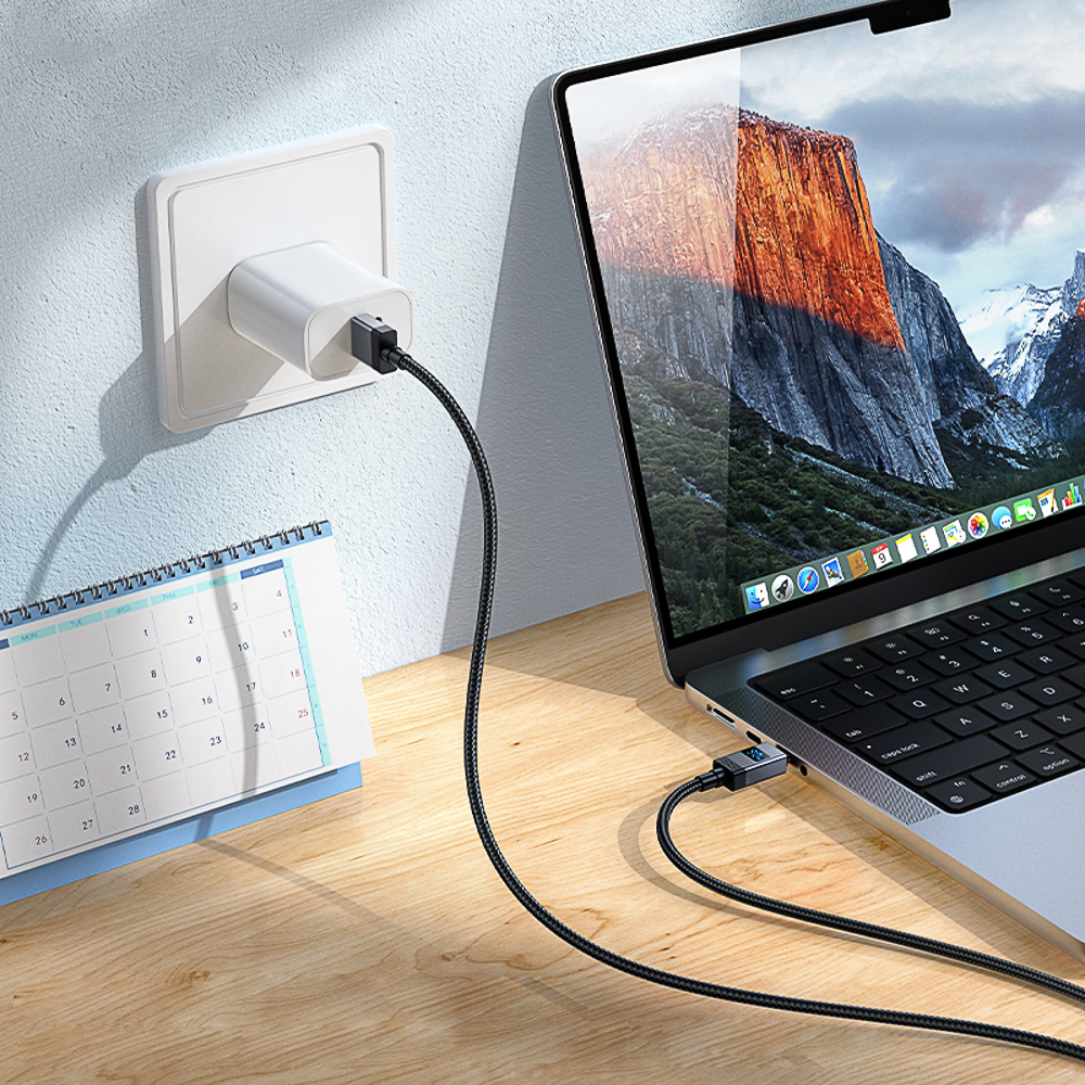 Кабель для зарядки USB(A)-Type C hoco. модель X118 Generous, 1 м, 5А, с дисплеем, черный, арт.№ 931-570