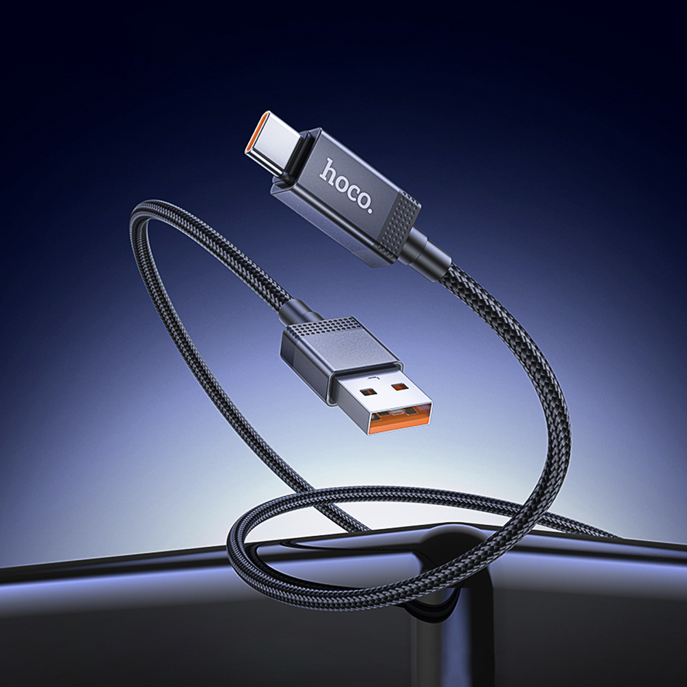 Кабель для зарядки USB(A)-Type C hoco. модель X118 Generous, 1 м, 5А, с дисплеем, черный, арт.№ 931-570