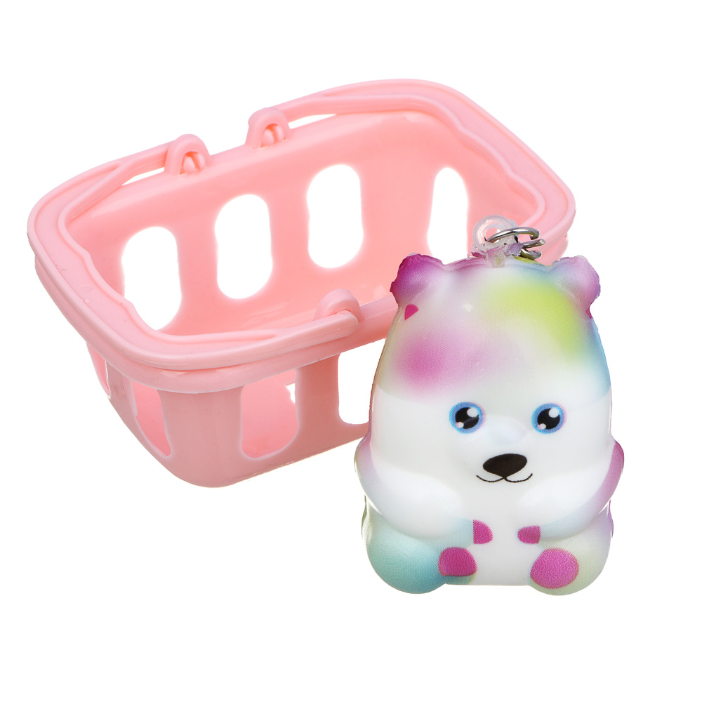 ИГРОЛЕНД Игрушка антистресс, сквиш - брелок "Малыш в корзиночке", PU, 12х17см, 12 дизайнов, арт.№ 297-126