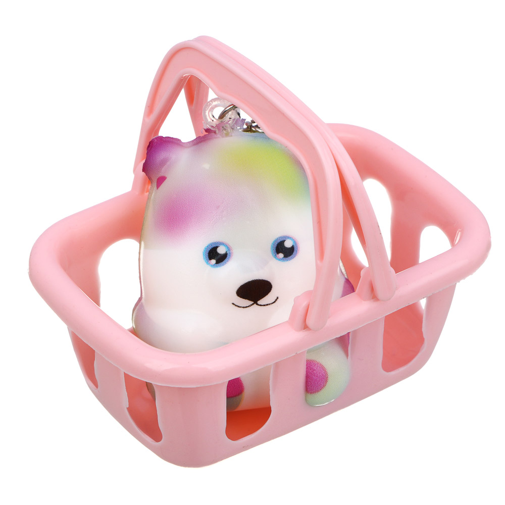 ИГРОЛЕНД Игрушка антистресс, сквиш - брелок "Малыш в корзиночке", PU, 12х17см, 12 дизайнов, арт.№ 297-126