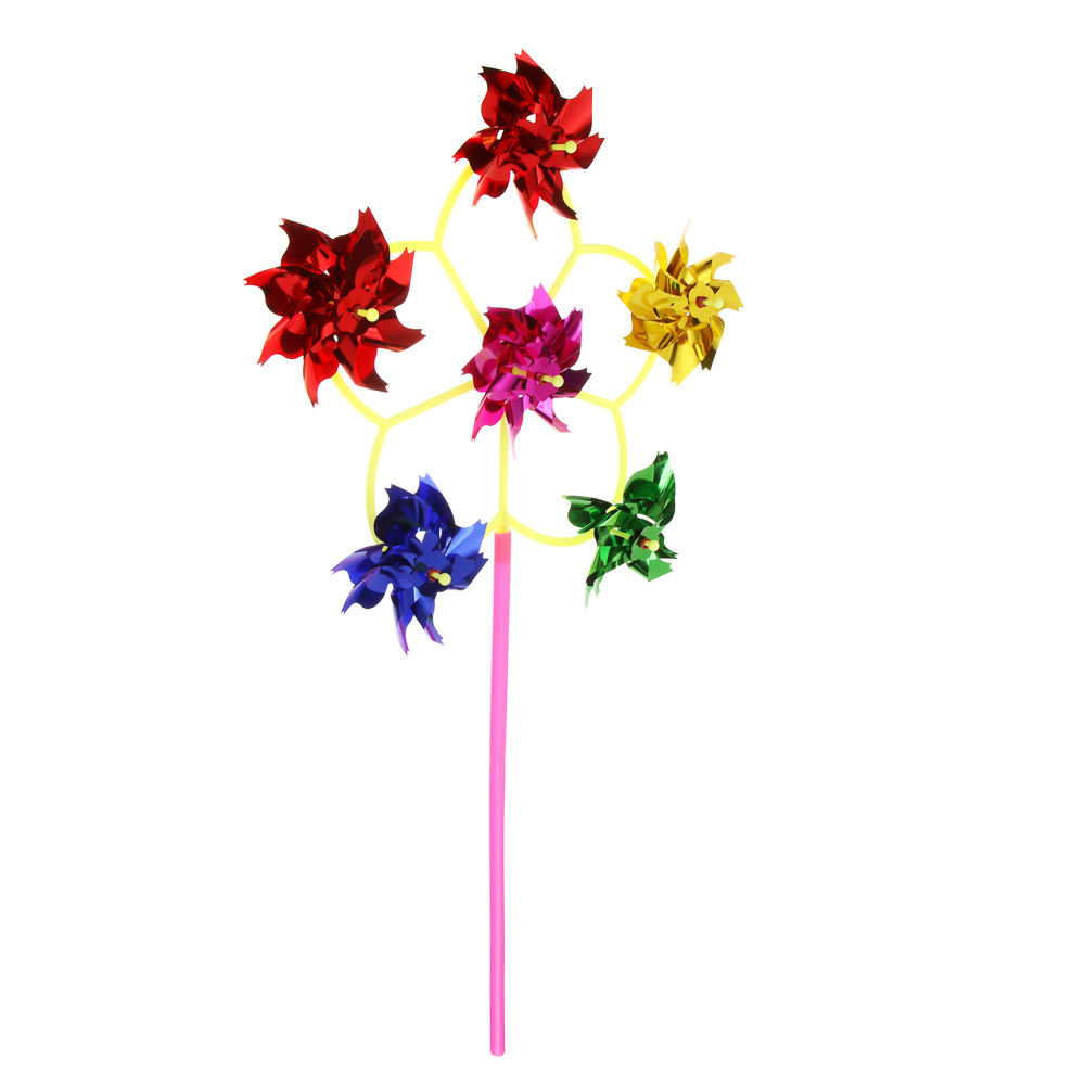 Ветрячок детский Цветочки, 6 насадок, 55см, d30см, PE, PET, арт.№ 134-202