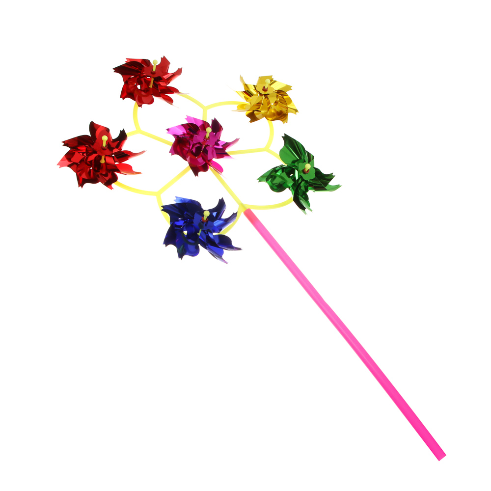 Ветрячок детский Цветочки, 6 насадок, 55см, d30см, PE, PET, арт.№ 134-202