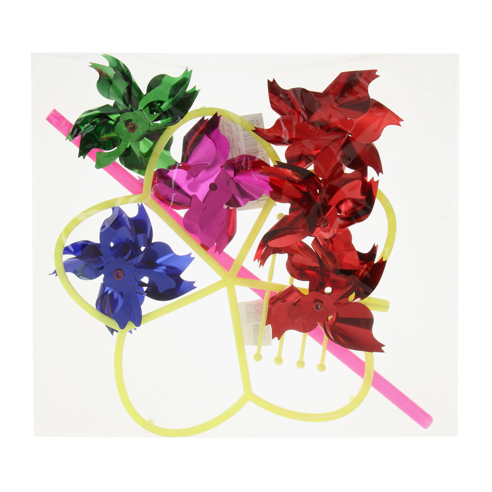 Ветрячок детский Цветочки, 6 насадок, 55см, d30см, PE, PET, арт.№ 134-202