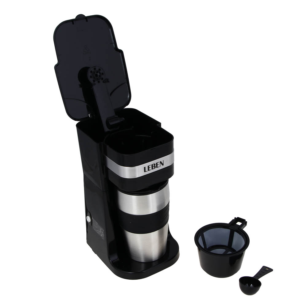 LEBEN Кофеварка капельная, 700Вт, термос-кружка 400мл в комплекте, арт.№ 286-039