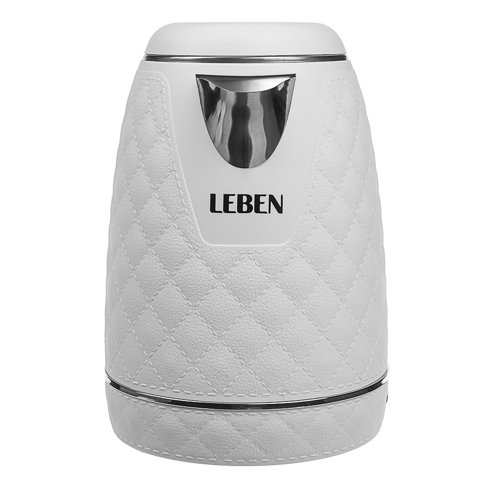 LEBEN Чайник электрический, 1,8 л, 1500 Вт, нержавеющая сталь, пластик, белый, арт.№ 291-121