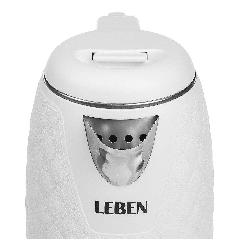 LEBEN Чайник электрический, 1,8 л, 1500 Вт, нержавеющая сталь, пластик, белый, арт.№ 291-121