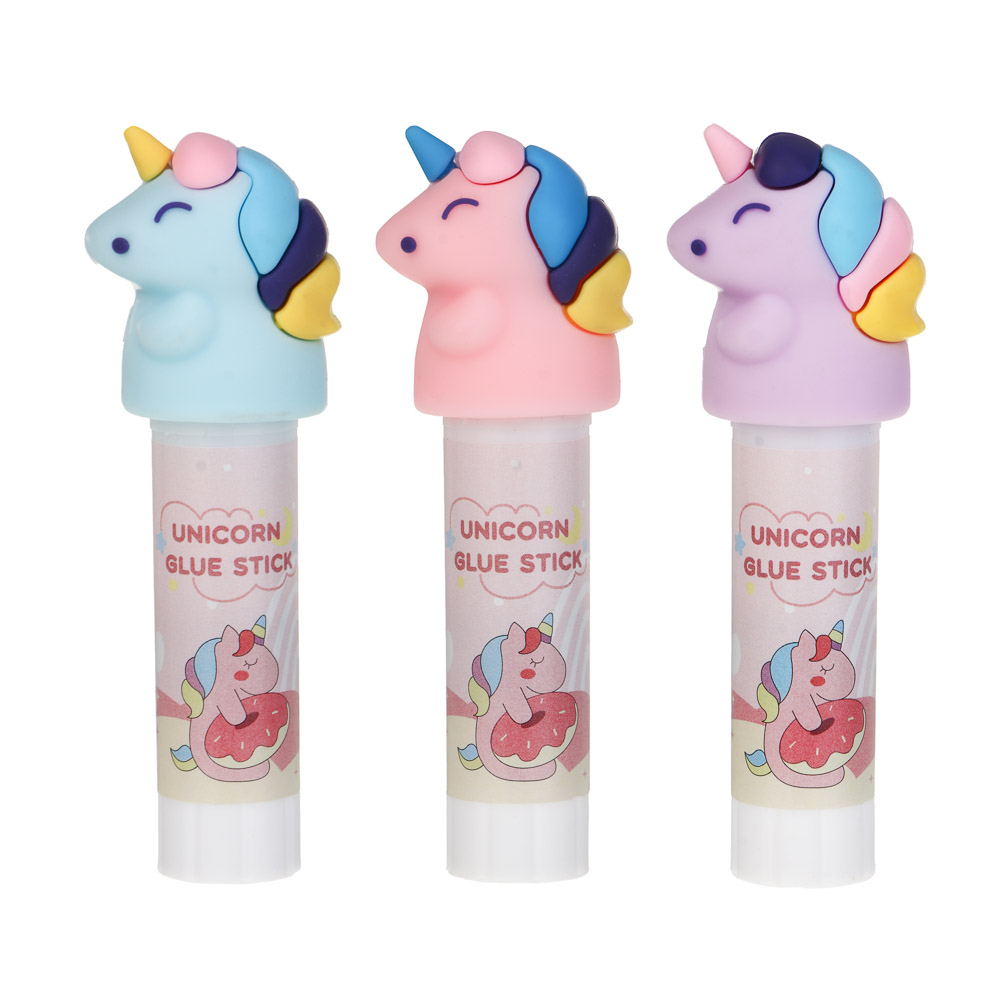 Клей-карандаш 9гр PVA, "Единорожка", 3 дизайна, шоу-бокс, арт.№ 532-098