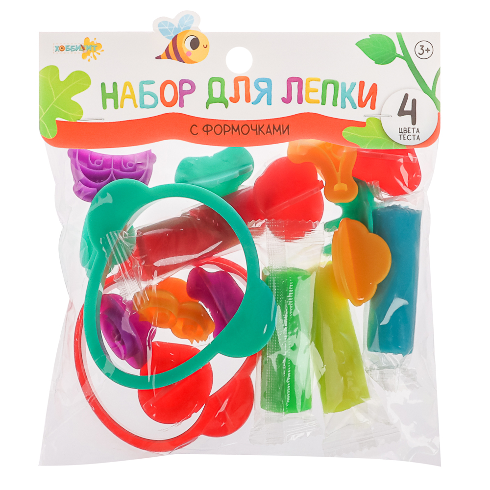 ХОББИХИТ Набор для лепки с формочками, полимер, ABS, 17х21х4см, 4 дизайна, арт.№ 289-001