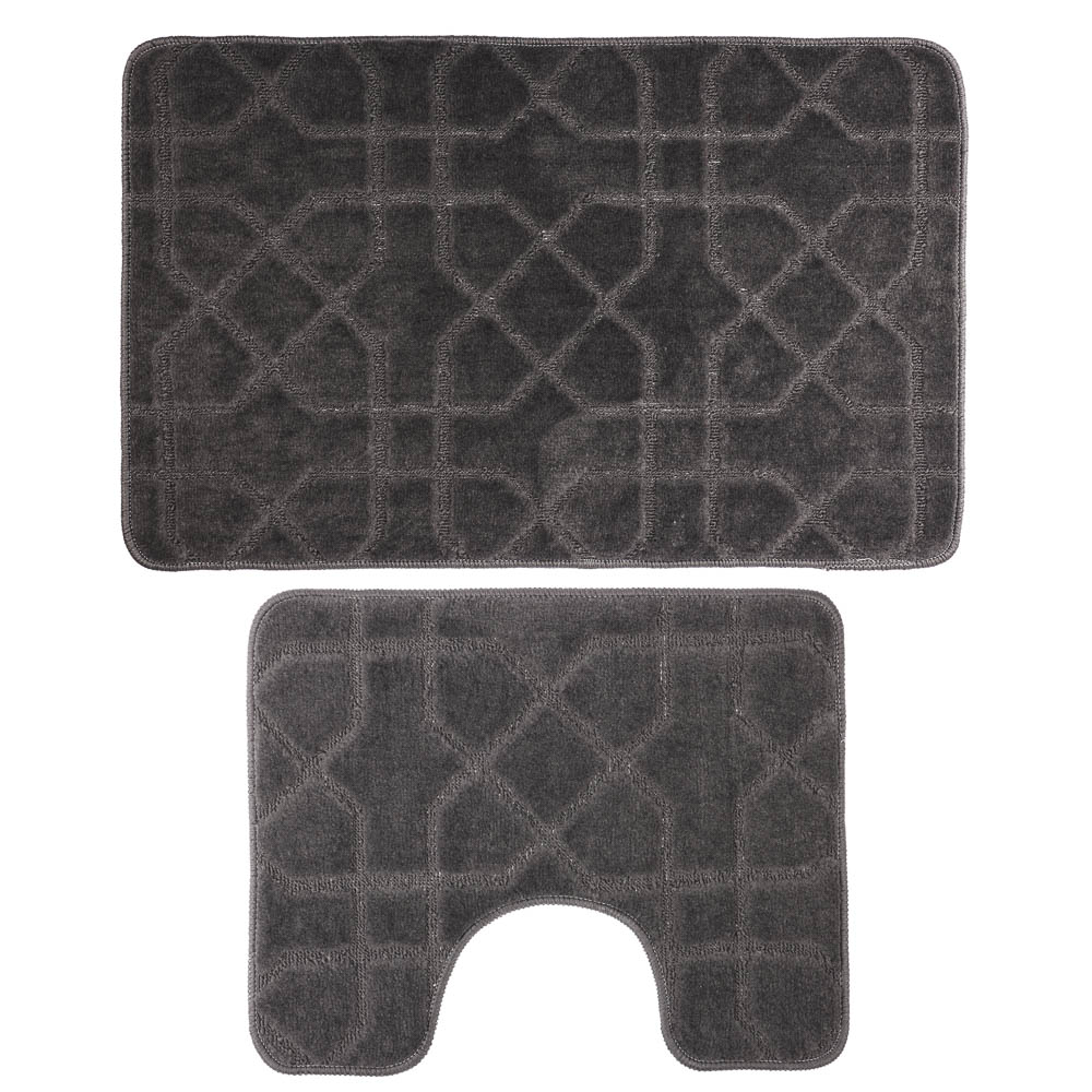 Набор ковриков для ванной и туалета тм VETTA Геометрия, 50x80см + 50x40см, полиэстер, 3 цвета, арт.№ 466-251