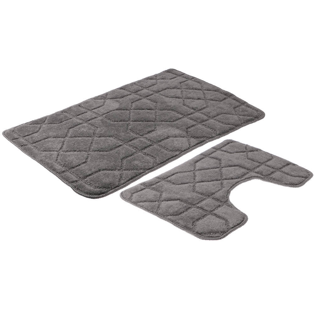 Набор ковриков для ванной и туалета тм VETTA Геометрия, 50x80см + 50x40см, полиэстер, 3 цвета, арт.№ 466-251