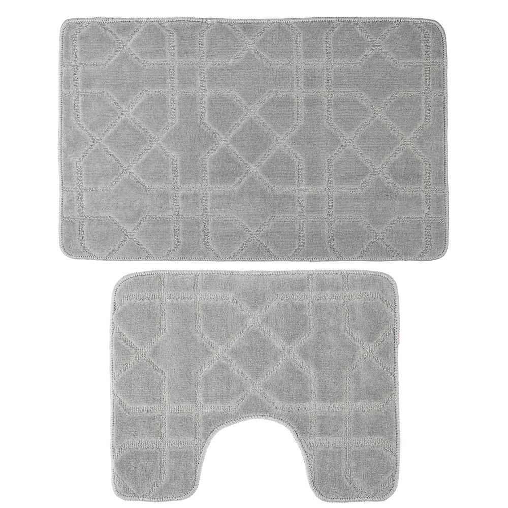 Набор ковриков для ванной и туалета тм VETTA Геометрия, 50x80см + 50x40см, полиэстер, 3 цвета, арт.№ 466-251