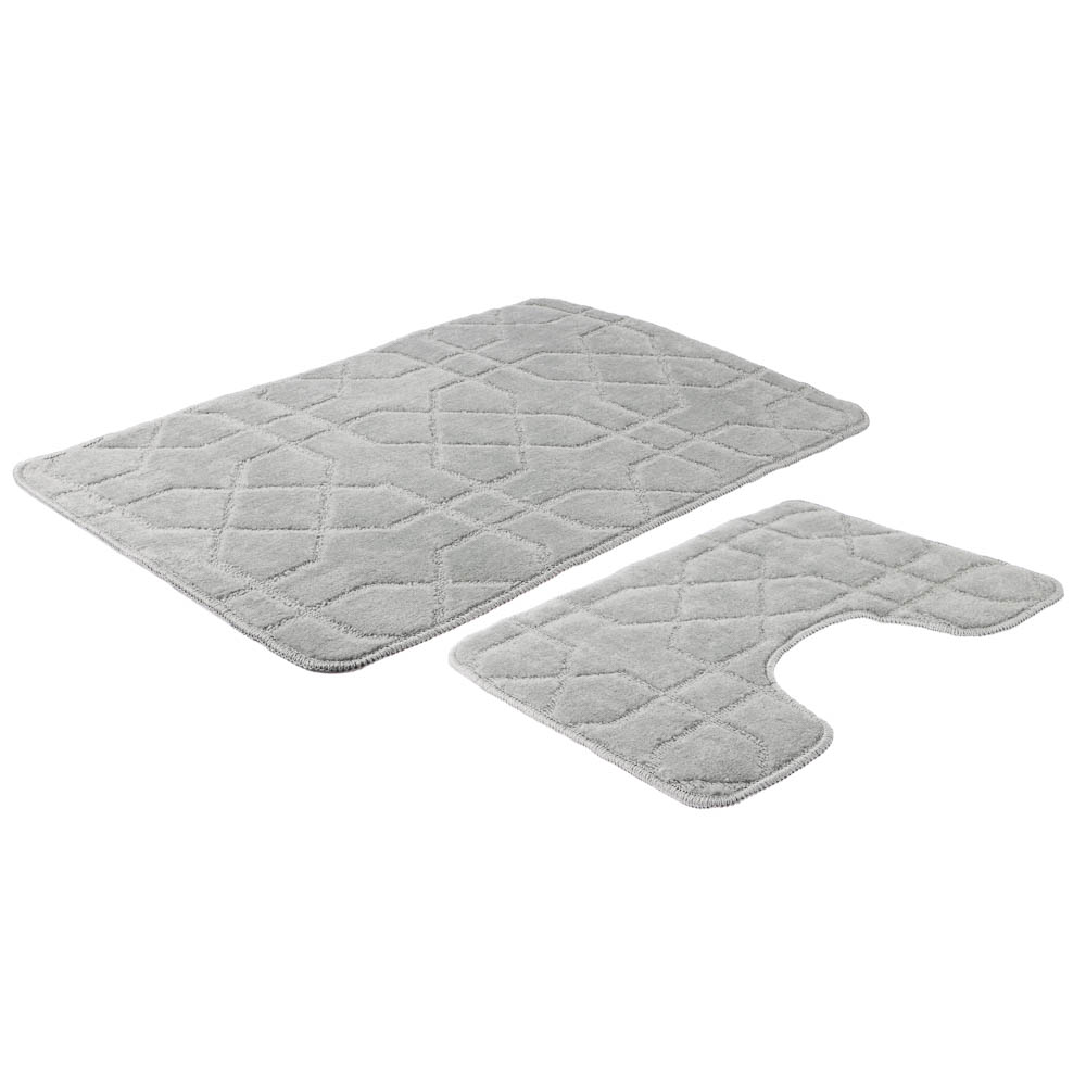 Набор ковриков для ванной и туалета тм VETTA Геометрия, 50x80см + 50x40см, полиэстер, 3 цвета, арт.№ 466-251