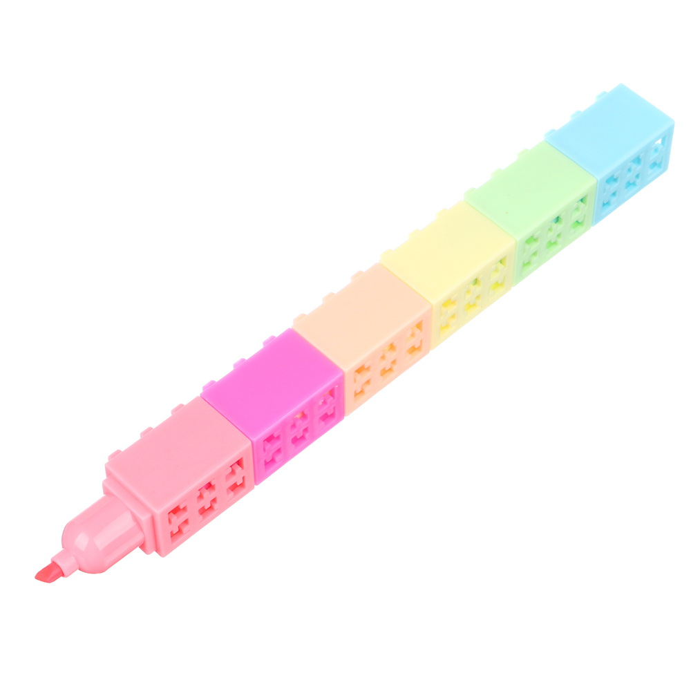 ClipStudio Набор маркеров-выделителей в форме конструктора, 6 цв. + 1 колпачок, након.3мм, ПВХ бокс, арт.№ 613-026