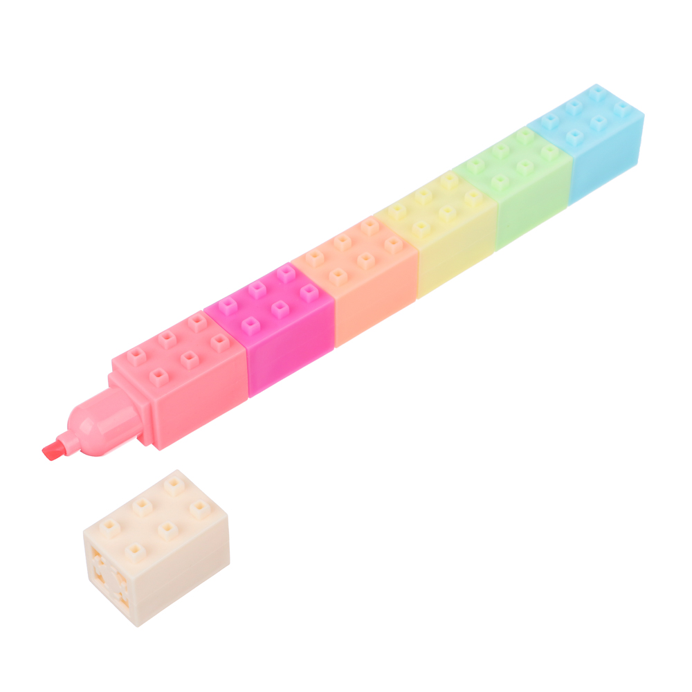 ClipStudio Набор маркеров-выделителей в форме конструктора, 6 цв. + 1 колпачок, након.3мм, ПВХ бокс, арт.№ 613-026