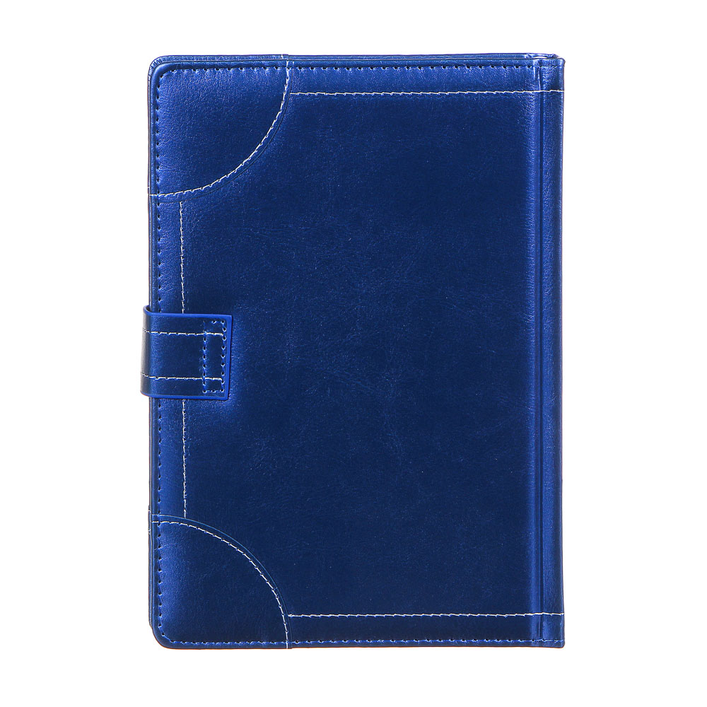 Ежедневник недатир."Брутал" А5, 320стр, тв.обл.с поролоном, накл.углы, прошивка, хлястик, ПУ, синий, арт.№ 572-068