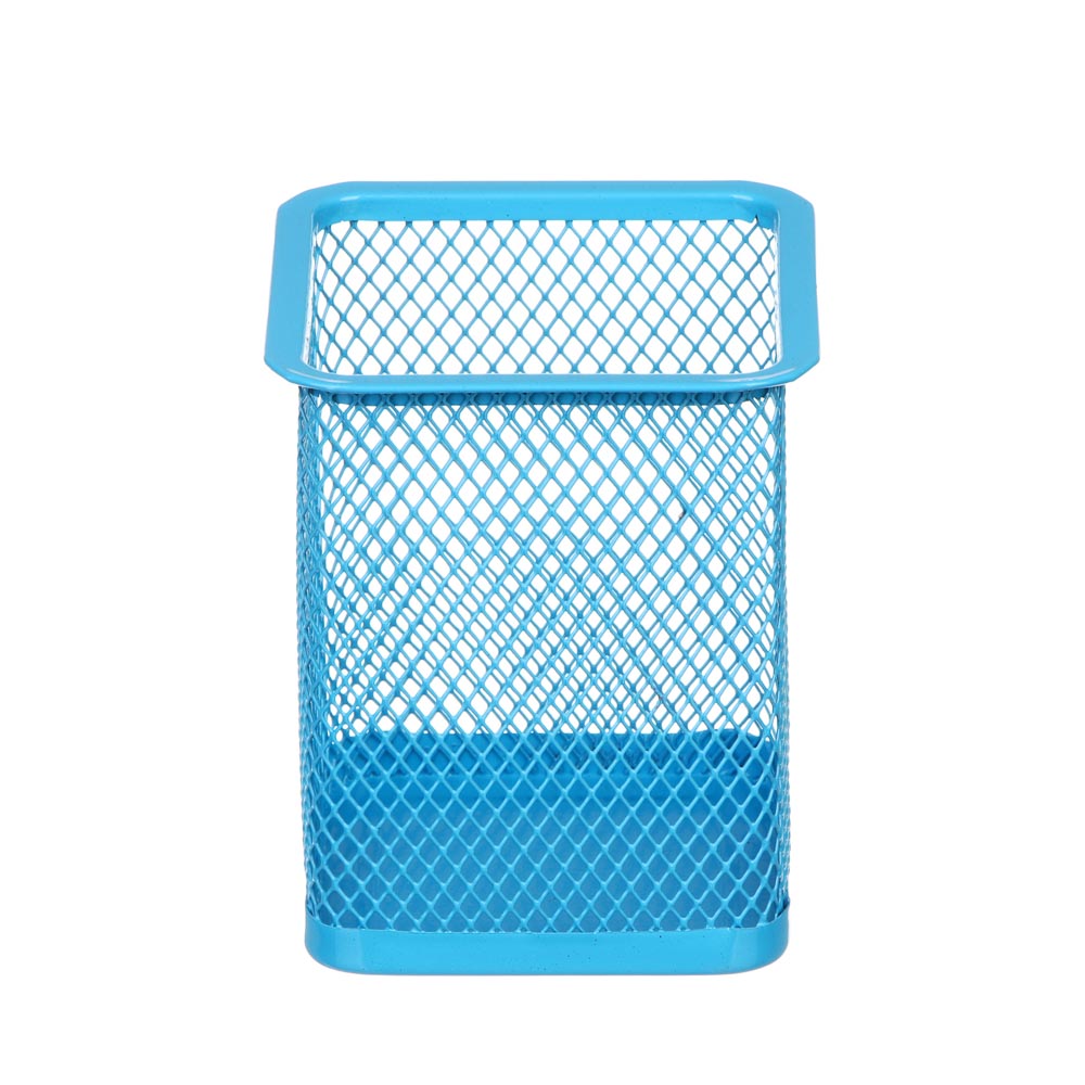 Подставка-стакан для канцелярских принадлежностей, сетчатая, квадратная, металл, 9,7х8см, 4 цвета, арт.№ 595-012