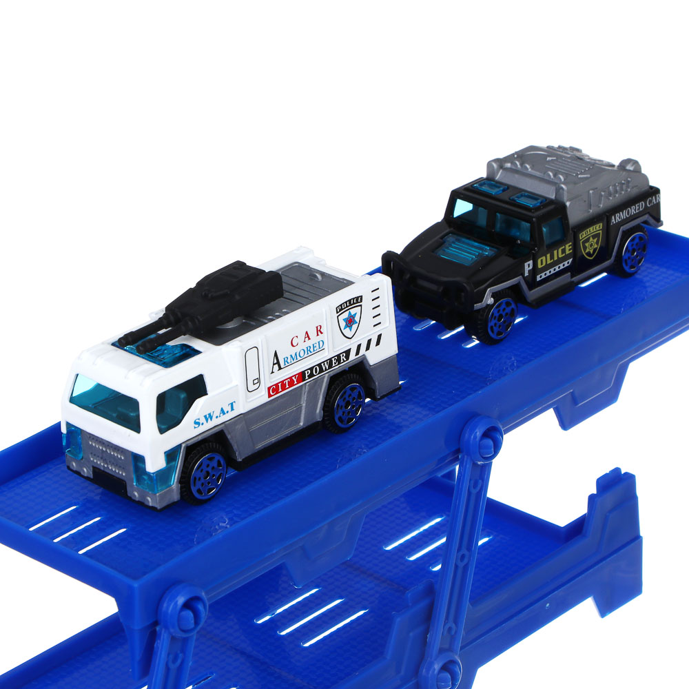 ИГРОЛЕНД Автовоз с треком, 3 машинки, металл, PP, 33,5х13х8,5 см, 3 дизайна, арт.№ 276-175