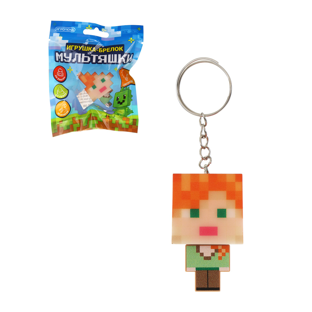Игрушка брелок "Мультяшки", ИГРОЛЕНД, ABS, металл, LR41х3шт, 5см, арт.№ 295-308