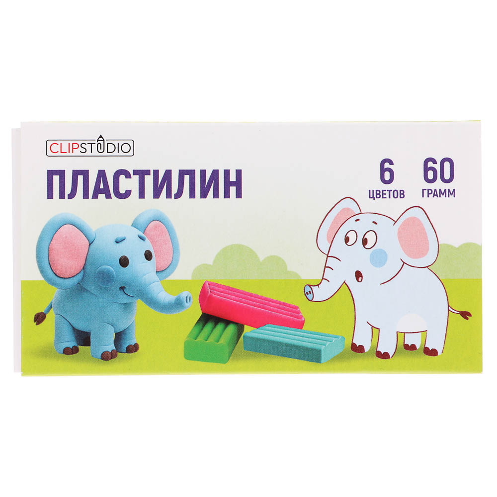 Пластилин 6цв. ClipStudio 60 грамм, в картонном выдвижном пенале, арт.№ 239-042