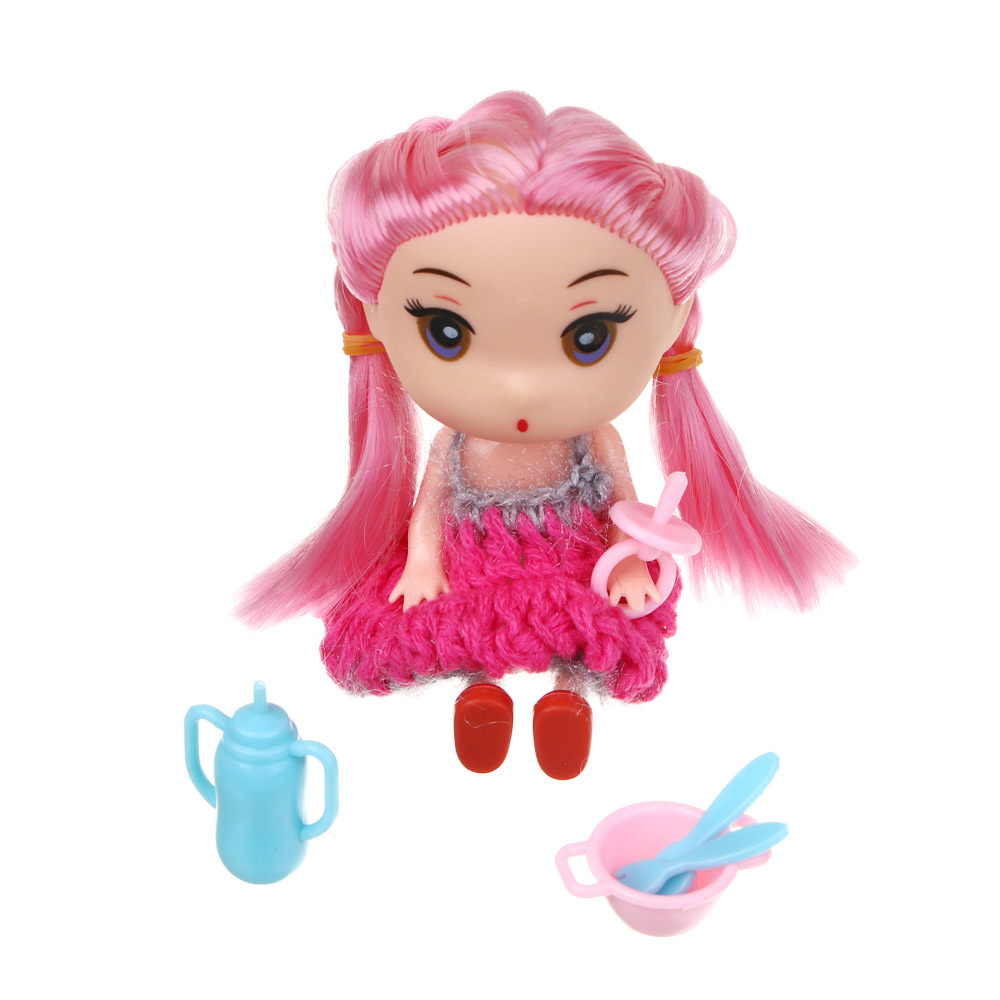 ИГРОЛЕНД Кукла 11 см с аксессуарами, PP, ABS, 21,5х4,5х16,5см, 3 дизайна, арт.№ 436-128