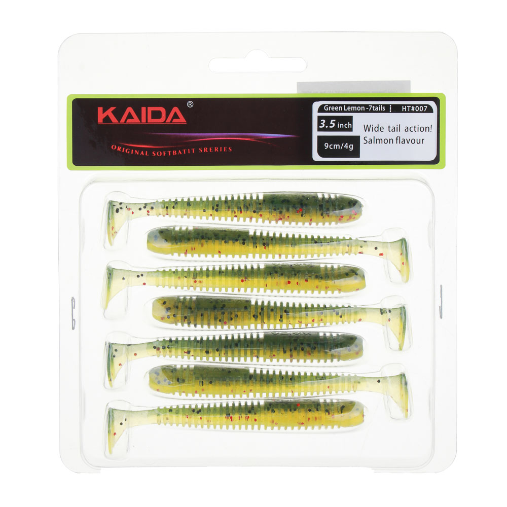KAIDA Приманка силиконовая ТВИСТЕР 3,5", 9см, 4гр, HT007, 7шт, арт.№ 145-290