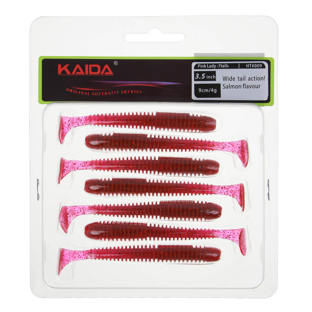 KAIDA Приманка силиконовая ТВИСТЕР 3,5", 9см, 4гр, HT009, 7шт, арт.№ 145-292