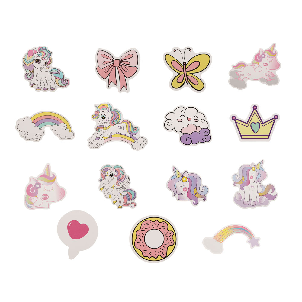 Наклейки "Единорожка", 15шт, 19х12см, ПВХ, арт.№ 557-105
