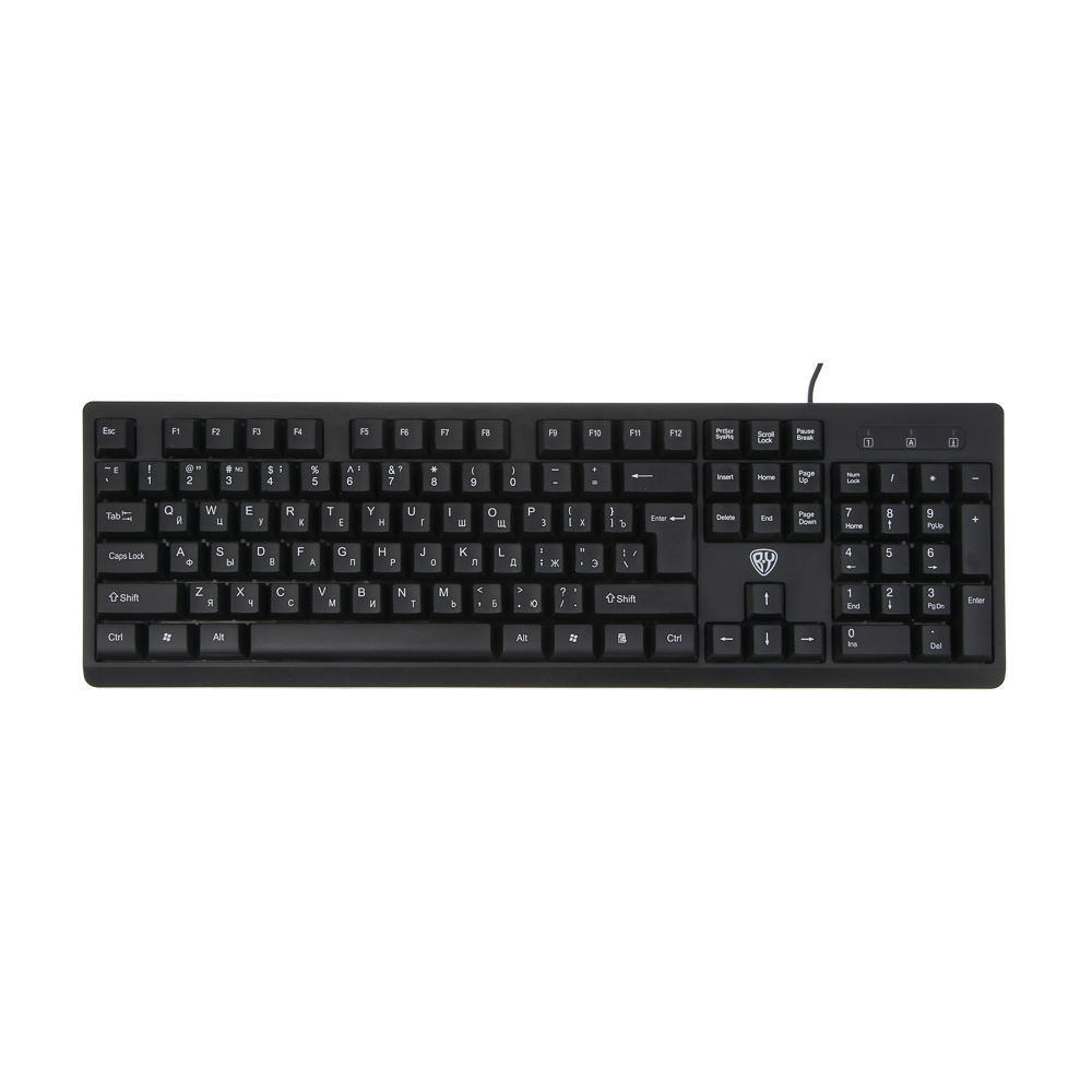 Клавиатура проводная BY PROMO, мембранная, 104кл., белая кириллица, USB, каб. 135см, черный, арт.№ 405-118