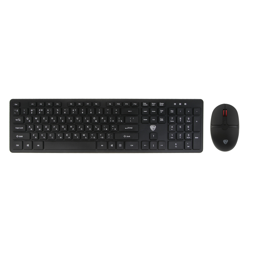 Набор беспроводная клавиатура и мышь BY Unikeys, 2.4GHz,4D, 104 кл., 1600DPI, 1xАА и 1xААА, чёрный, арт.№ 405-119