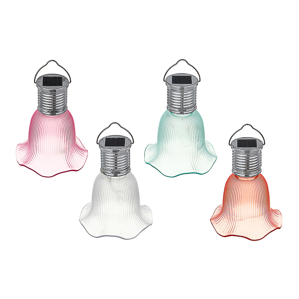 INBLOOM Фонарь подвесной на солн батарее Цветок 9.5х8см, 4LED, шампань, 1.2V 40mAh Ni-MH, пластик, арт.№ 483-031