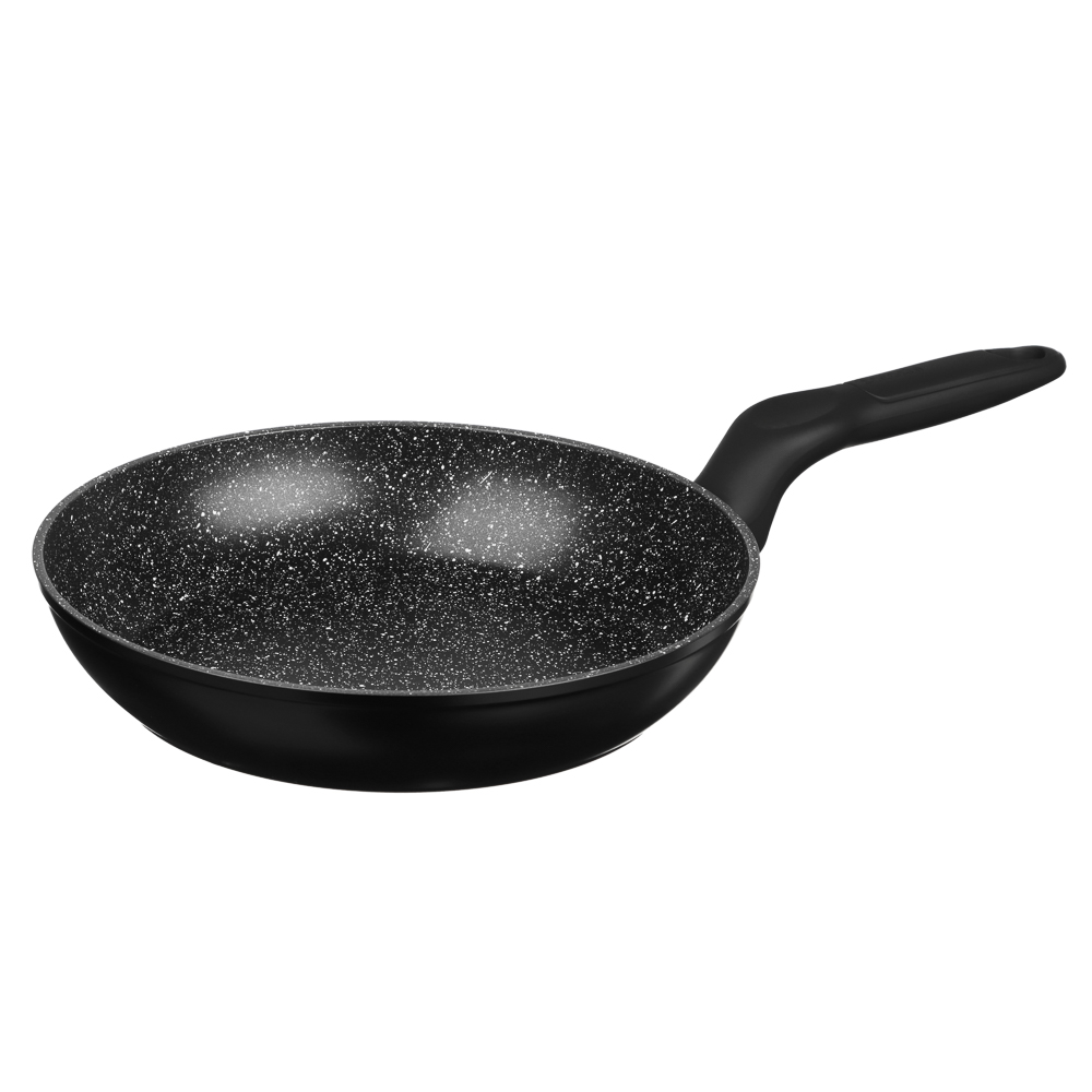 SATOSHI Стоун Сковорода литая с крышкой d24см, антипригарное покрытие мрамор, индукция, арт.№ 846-675