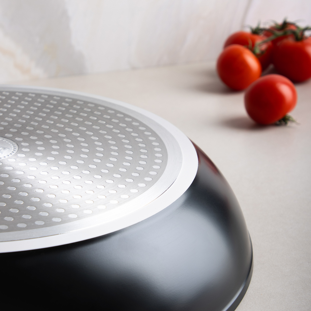 SATOSHI Стоун Сковорода литая с крышкой d24см, антипригарное покрытие мрамор, индукция, арт.№ 846-675